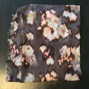 A cute black, gray and pink lightweight infinity scarf.